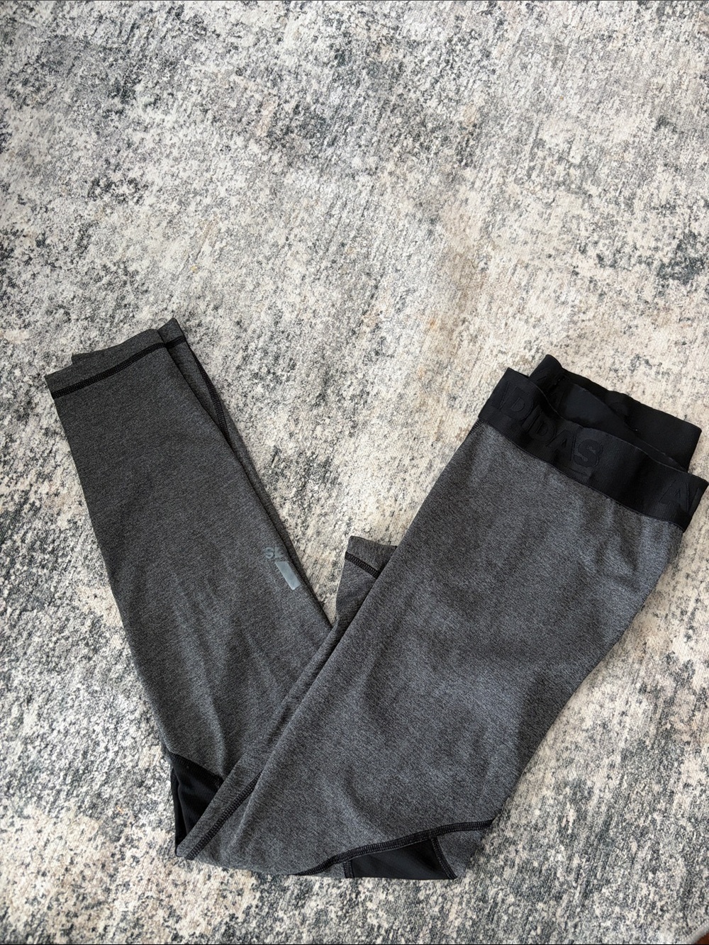 ADIDAS Heather Gray Performance Leggings with Branded Waist